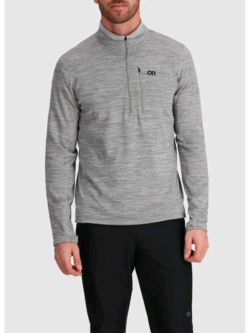 Mens Outdoor Research Vigor Grid Fleece Half Zip XXL heathered Grey 2x